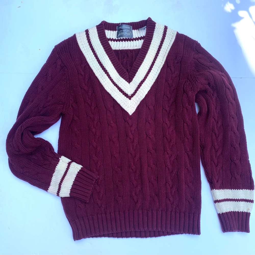 Vintage Preppy Lord & Taylor V-Neck, Cable Knit SWEATER very Ivy League!